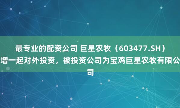最专业的配资公司 巨星农牧（603477.SH）新增一起对外投资，被投资公司为宝鸡巨星农牧有限公司